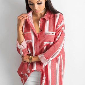 Wholesale Red Striped Ladies Shirt