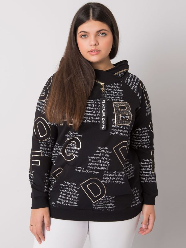 Wholesale Black plus size sweatshirt with Adele applique