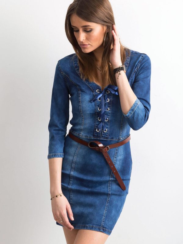 Wholesale Blue Fit Denim Dress