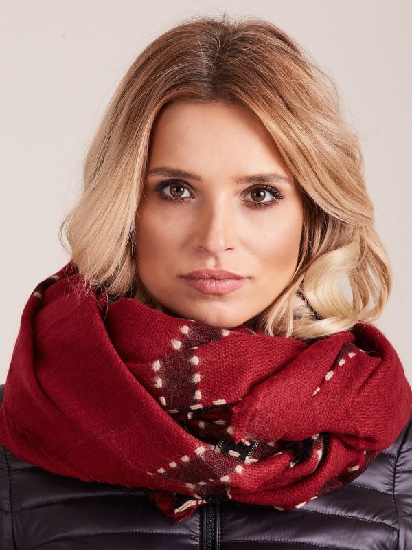 Wholesale Red scarf with lattice motif