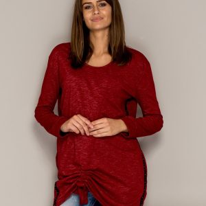 Wholesale Burgundy melange tunic with ribbing