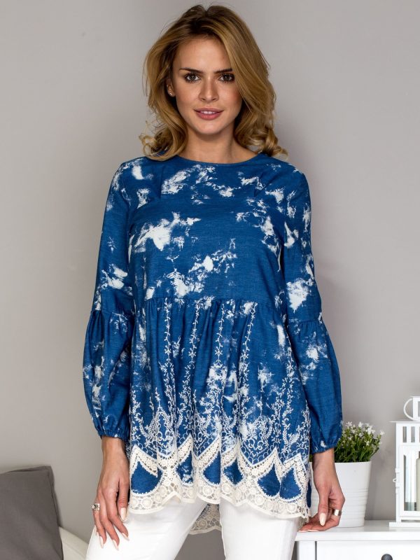 Wholesale Blue tunic with lace