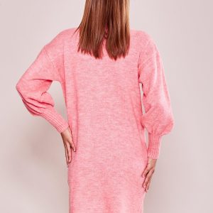 Wholesale Women's long sweater with wide welts pink