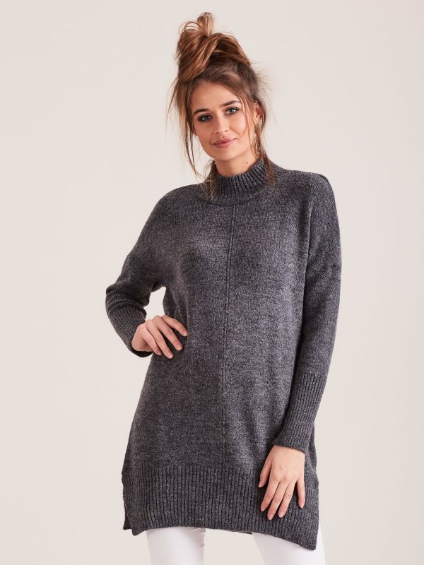 Wholesale Dark Grey Women's Turtleneck Sweater