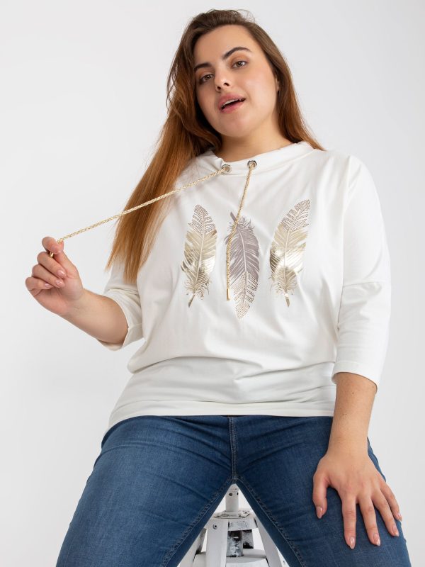 Wholesale White Plus Size Cotton Blouse with Applique