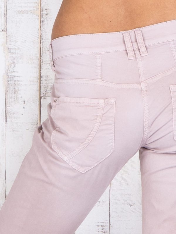 Wholesale Pale Pink Fabric Regular Button Pants