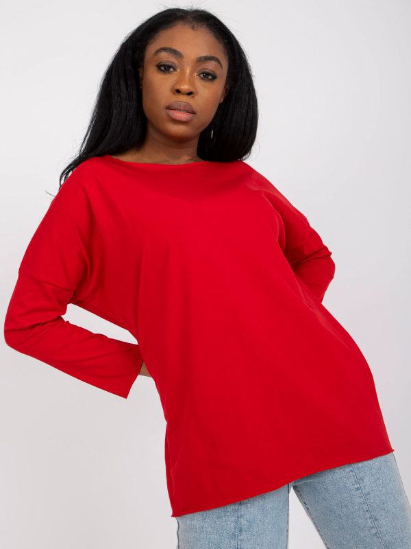 Wholesale Red Loose Cotton Casual Blouse