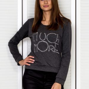 Wholesale Women's sweatshirt with jewellery lettering dark grey