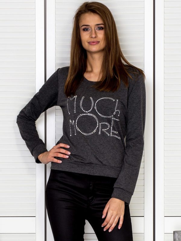 Wholesale Women's sweatshirt with jewellery lettering dark grey