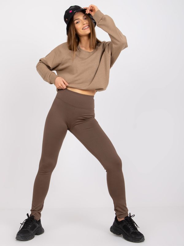 Wholesale Brown plain casual basic leggings