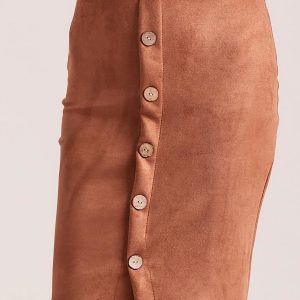 Wholesale Suede pencil skirt light brown