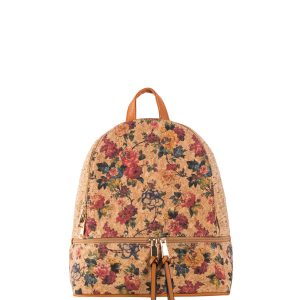 Wholesale Light Brown Vintage Backpack with Floral Pattern