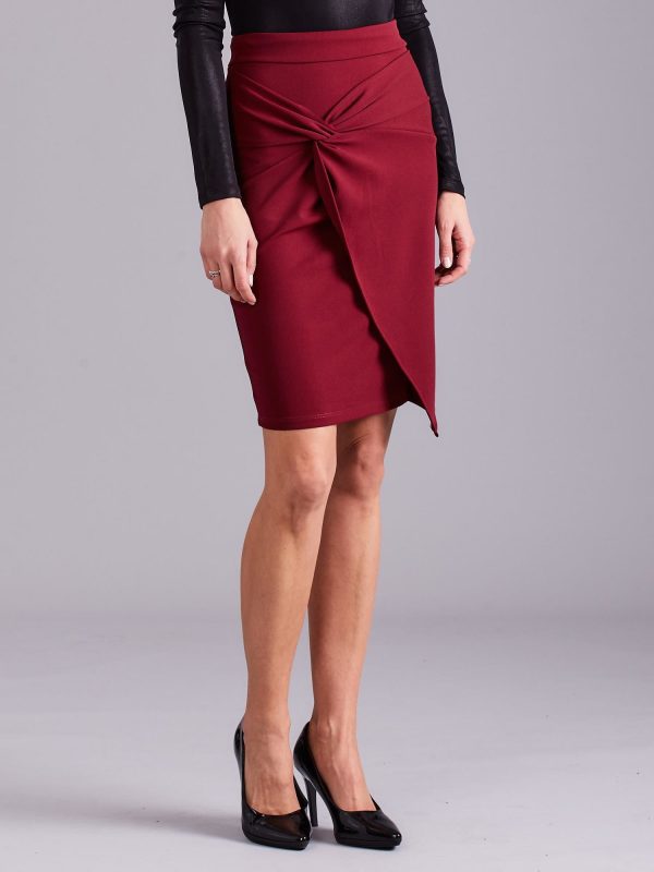 Wholesale Burgundy asymmetrical skirt