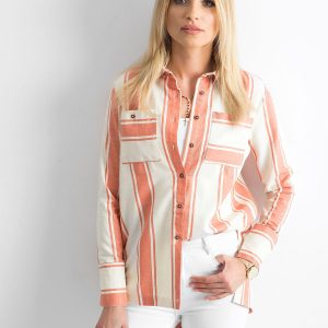 Wholesale Ecru-brick shirt with stripes