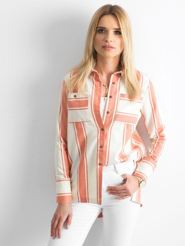 Wholesale Ecru-brick shirt with stripes