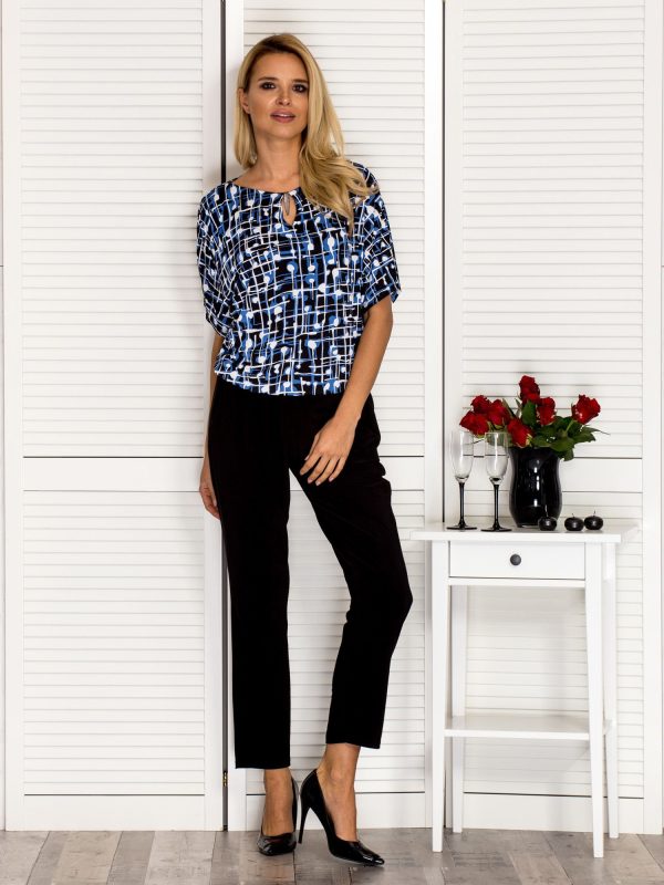 Wholesale Navy blue jumpsuit with graphic top