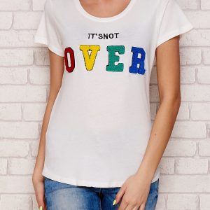 Wholesale White t-shirt with the inscription IT'S NOT OVER