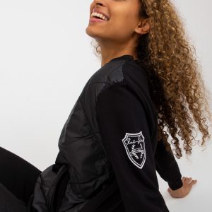 Wholesale Black quilted bomber sweatshirt with RUE PARIS