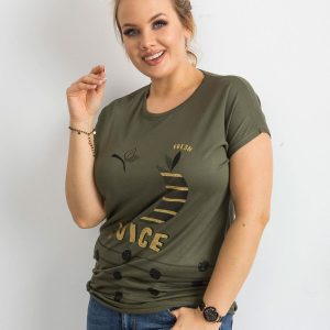 Wholesale Khaki Plus Size Viscose T-shirt