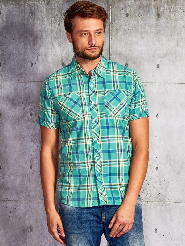 Wholesale FUNK N SOUL Men's Green Checkered Shirt