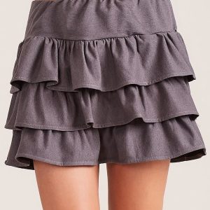 Wholesale Dark gray mini skirt with flounces