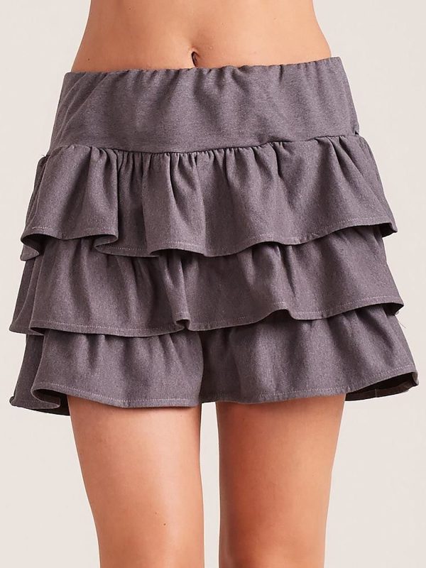 Wholesale Dark gray mini skirt with flounces