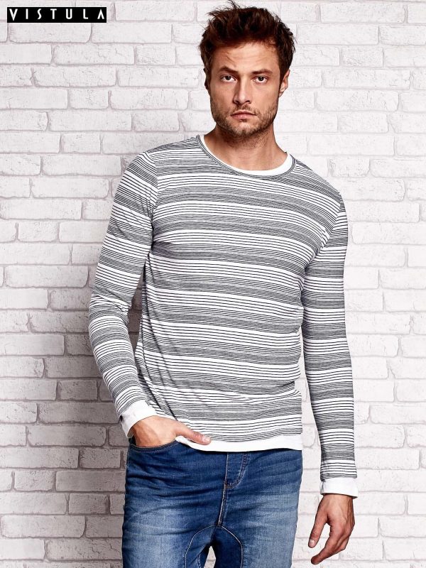 Wholesale VISTULA White and Navy Striped Men's Sweatshirt