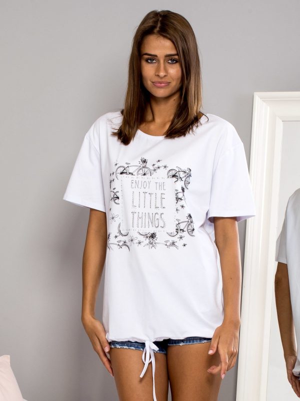 Wholesale WHITE T-SHIRT WITH THE INSCRIPTION ENJOY THE LITTLE THINGS