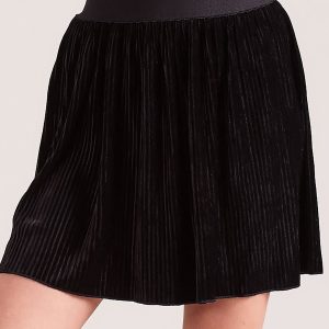 Wholesale Black velour mini pleated skirt