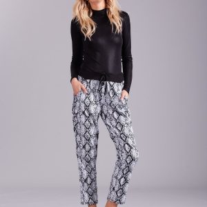 Wholesale White trousers with snake skin motif