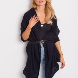 Wholesale Asymmetrical bat sweater with wool admixture navy blue