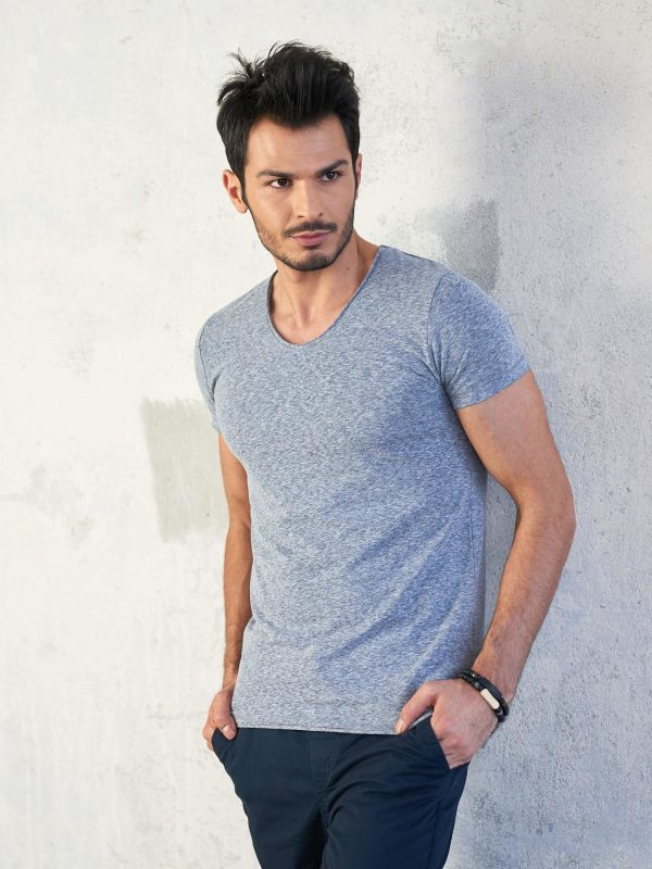 Wholesale Grey and blue melange men's t-shirt