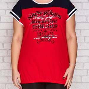 Wholesale T-shirt with print red PLUS SIZE