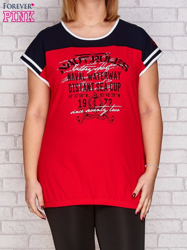 Wholesale T-shirt with print red PLUS SIZE