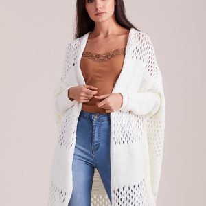 Wholesale Ecru long openwork sweater