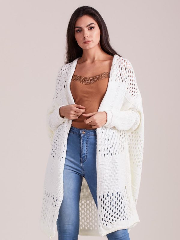 Wholesale Ecru long openwork sweater