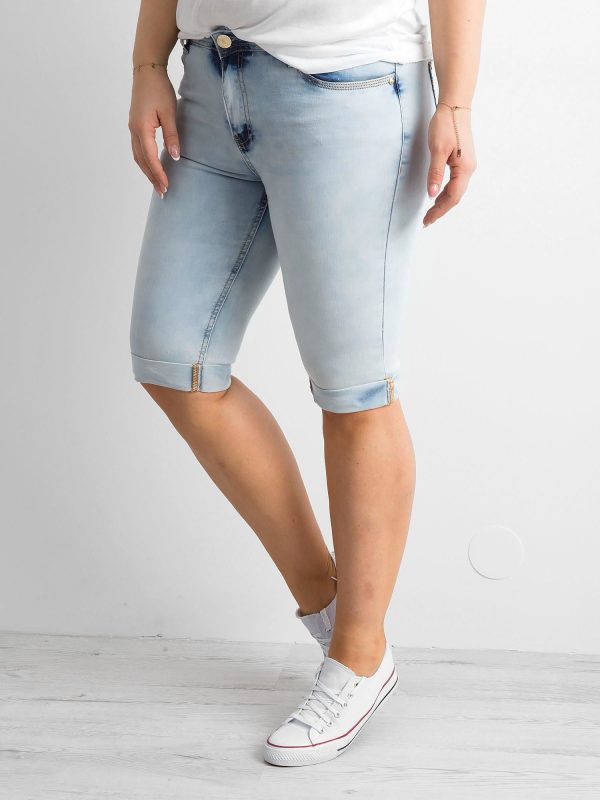 Wholesale Plus Size Light Blue Denim Shorts