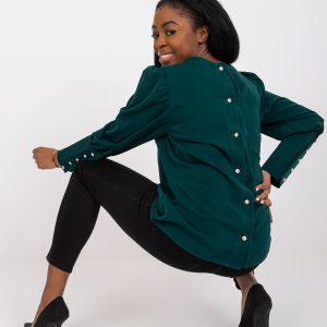 Wholesale Dark green formal blouse with buttons on the back Kamila