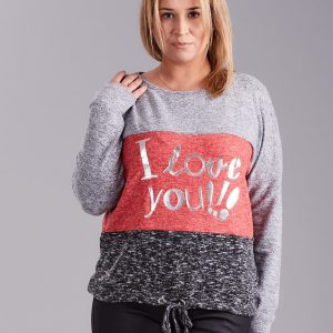 Wholesale Gray blouse with plus size lettering