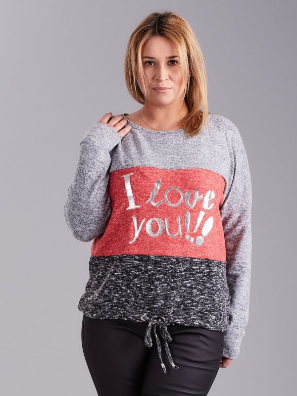 Wholesale Gray blouse with plus size lettering