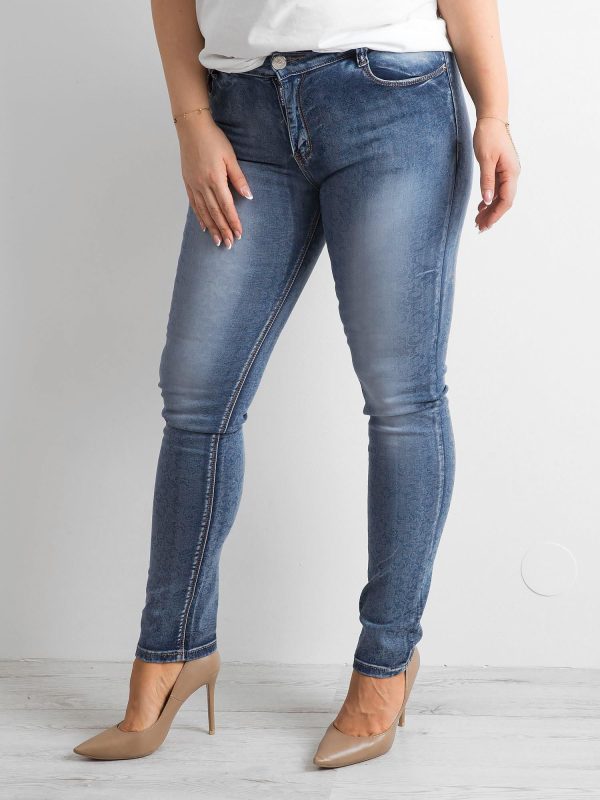 Wholesale Plus Size Blue Skinny Denim Pants