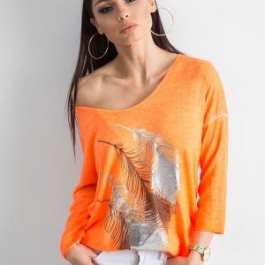 Wholesale Fluo orange slim print sweater