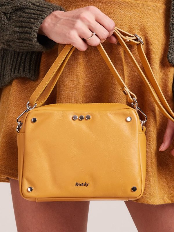 Wholesale Yellow Leather Messenger Bag with Detachable Strap