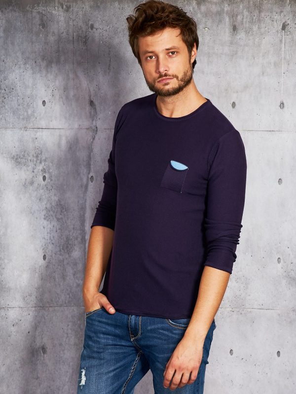 Wholesale Purple men's sweater with pocket