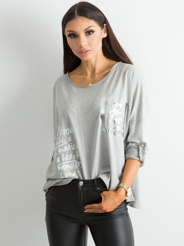 Wholesale Women's Grey Loose Blouse