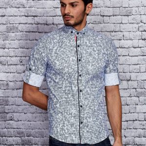 Wholesale Blue Patterned Men's Shirt