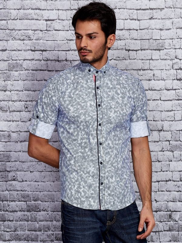 Wholesale Blue Patterned Men's Shirt