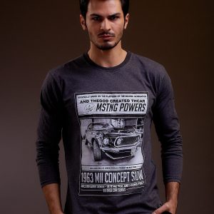 Wholesale Men's blouse with car print dark grey