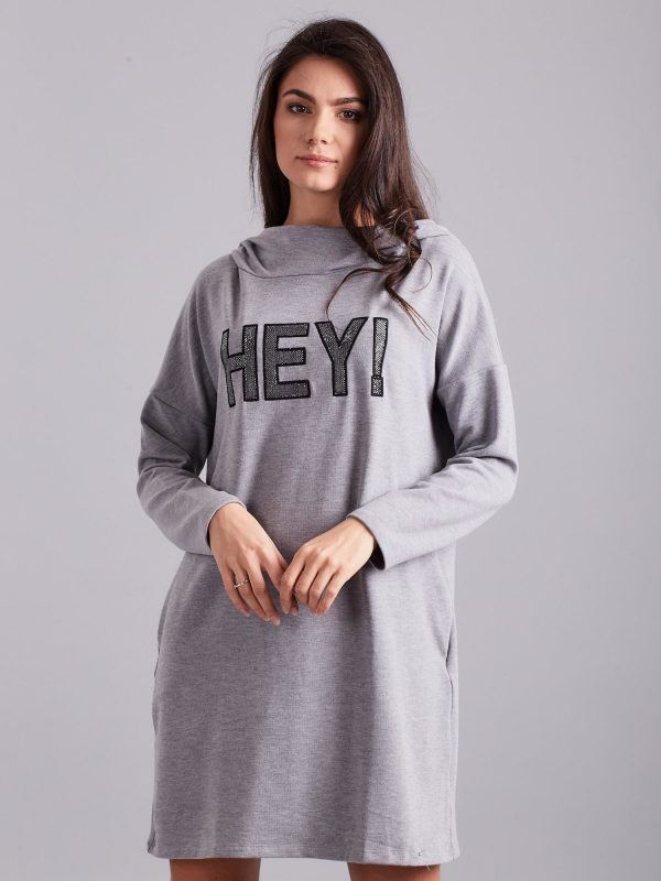 Wholesale Grey hooded dress