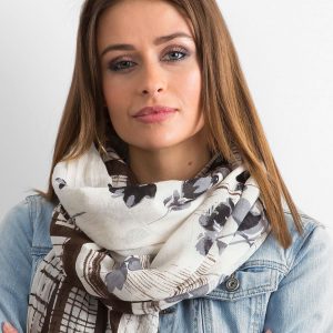 Wholesale Beige and grey cotton scarf with patterns